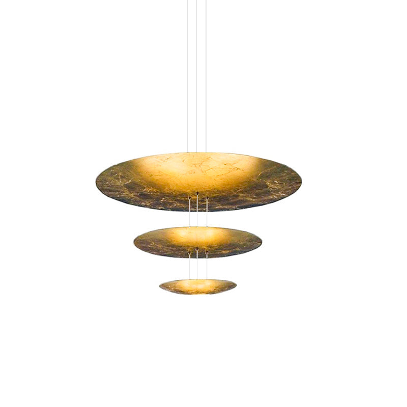 Modern Multi Layered LED Chandelier with Gold Foil Finish for Luxury Interior Lighting