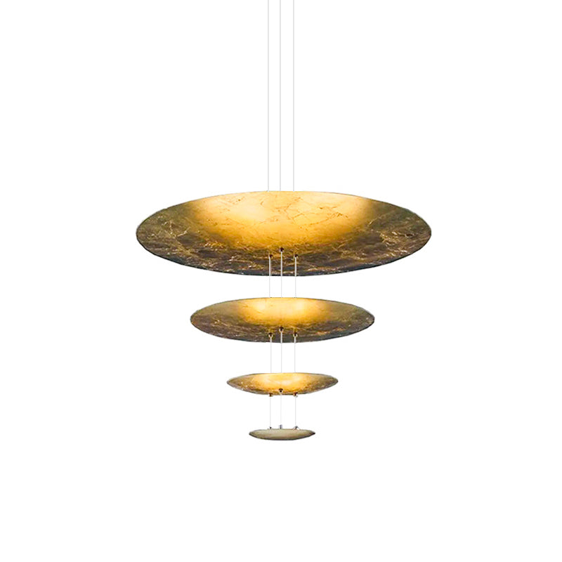 Modern Multi Layered LED Chandelier with Gold Foil Finish for Luxury Interior Lighting