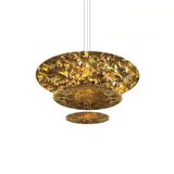 Modern Multi Layered LED Chandelier with Gold Foil Finish for Luxury Interior Lighting