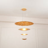 Modern Multi Layered LED Chandelier with Gold Foil Finish for Luxury Interior Lighting
