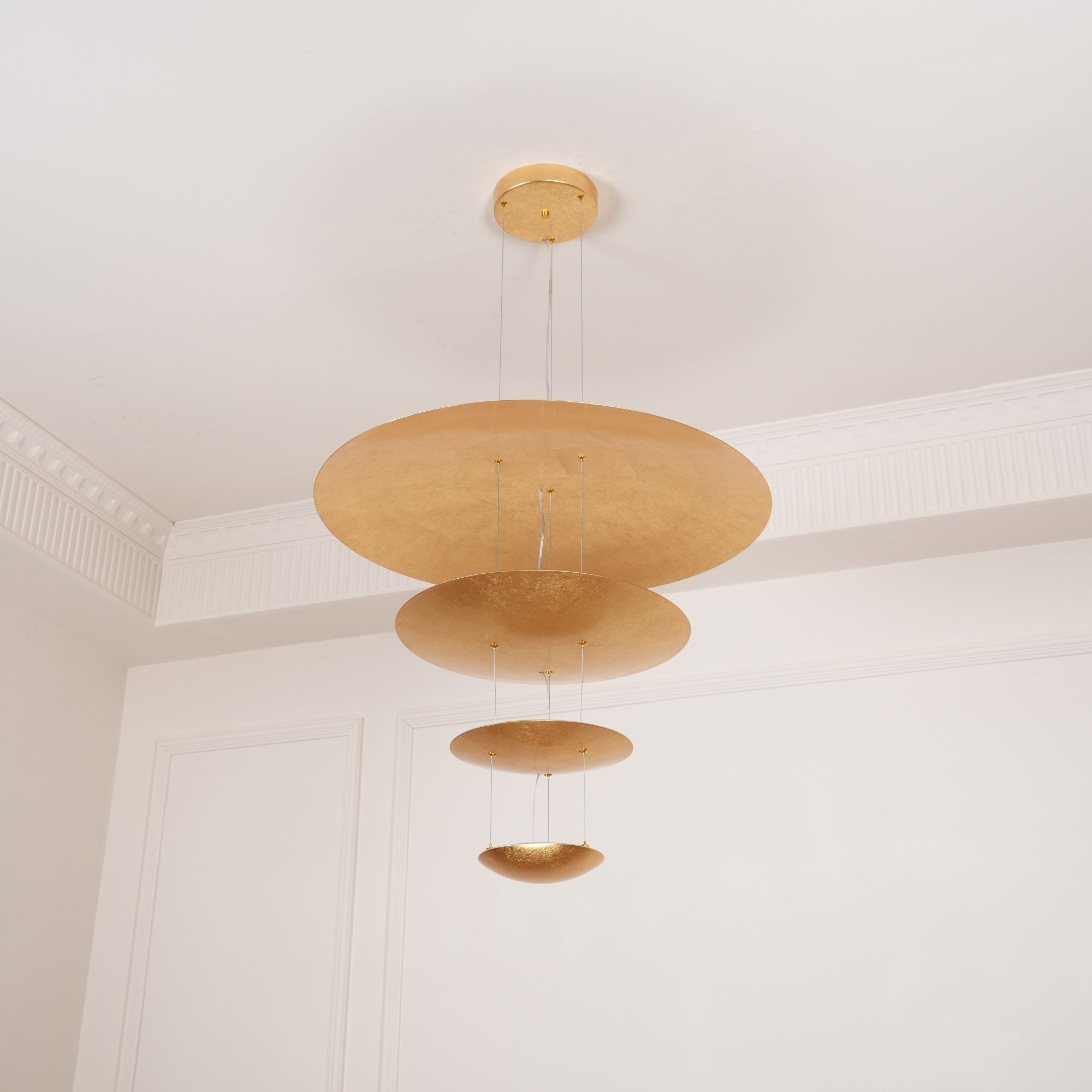 Modern Multi Layered LED Chandelier with Gold Foil Finish for Luxury Interior Lighting