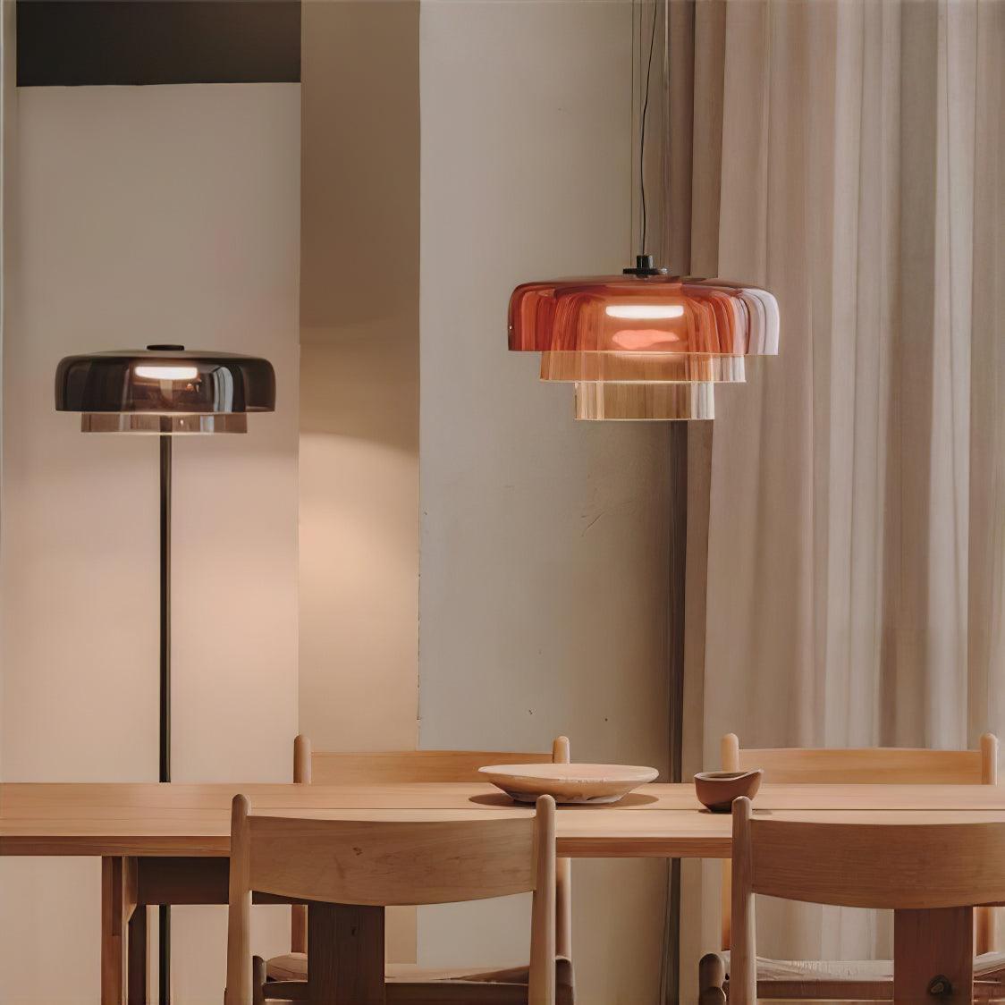 Modern Multi Level Glass Pendant Light LED Ceiling Fixture for Home and Office