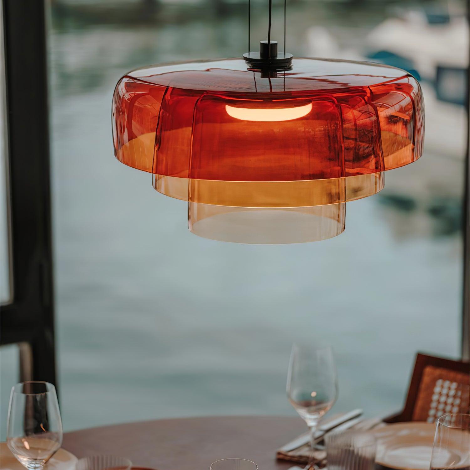 Modern Multi Level Glass Pendant Light LED Ceiling Fixture for Home and Office