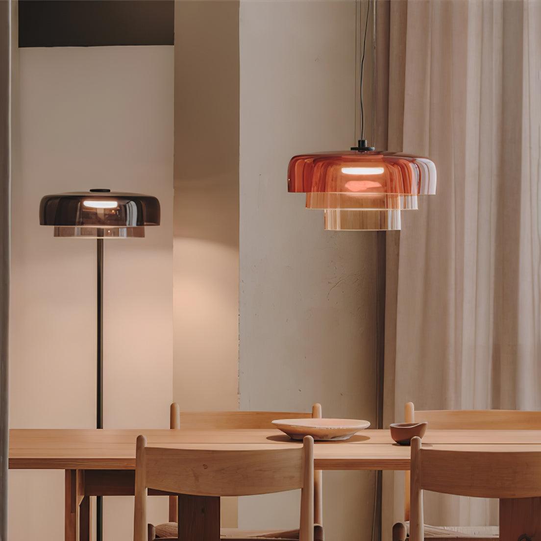Modern Multi Level Glass Pendant Light LED Ceiling Fixture for Home and Office