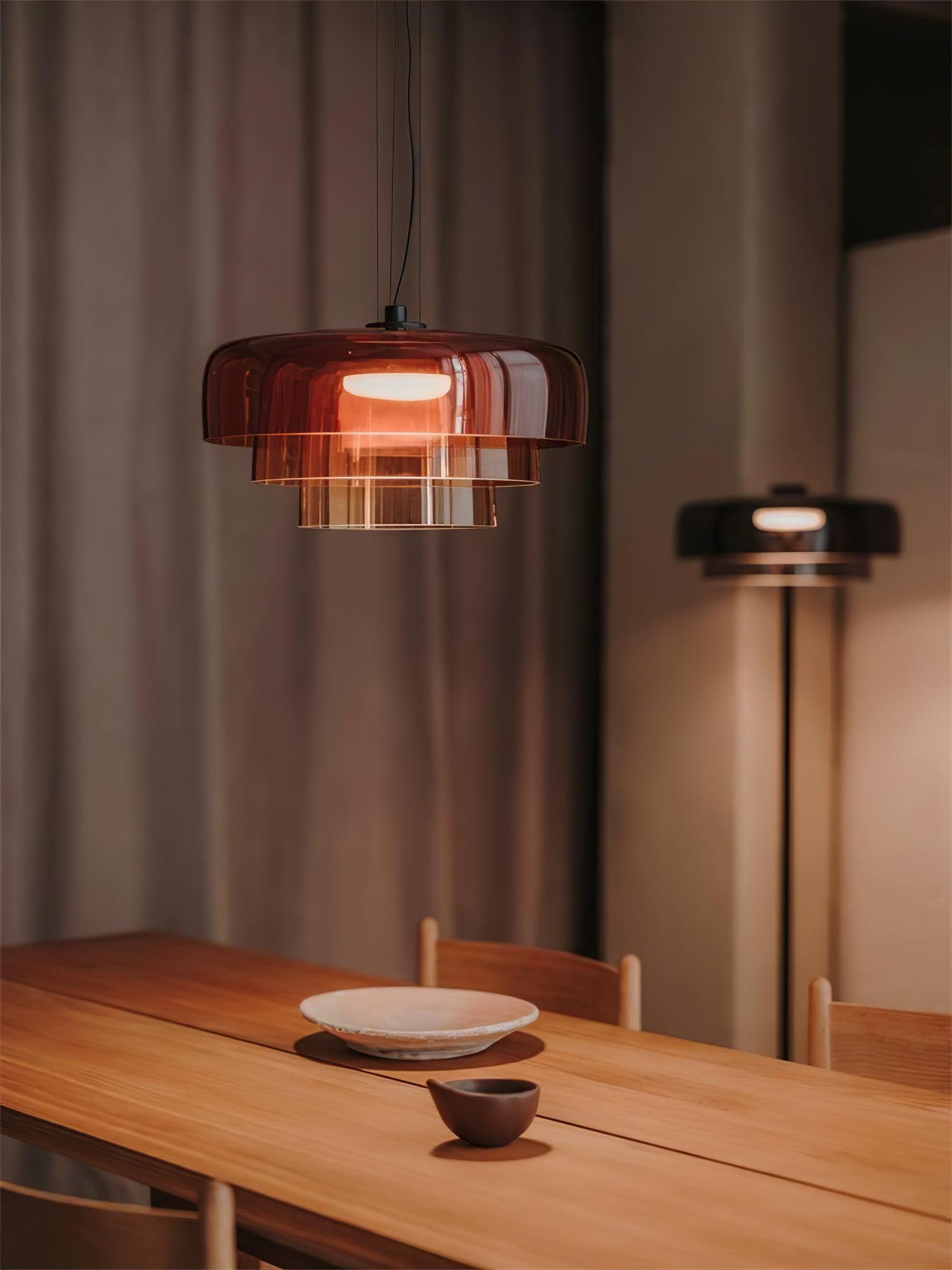 Modern Multi Level Glass Pendant Light LED Ceiling Fixture for Home and Office