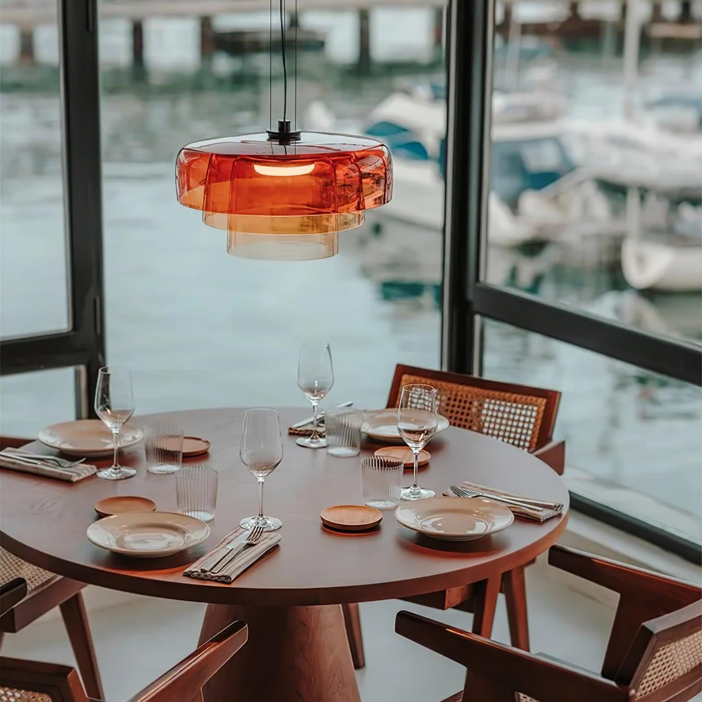 Modern Multi Level Glass Pendant Light LED Ceiling Fixture for Home and Office