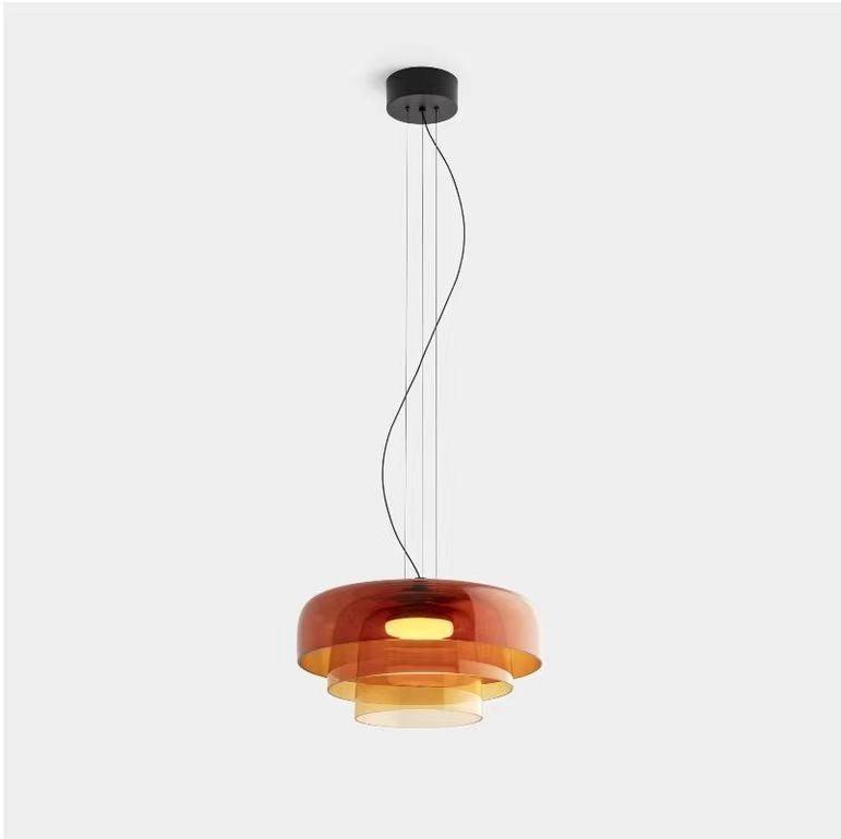 Modern Multi Level Glass Pendant Light LED Ceiling Fixture for Home and Office