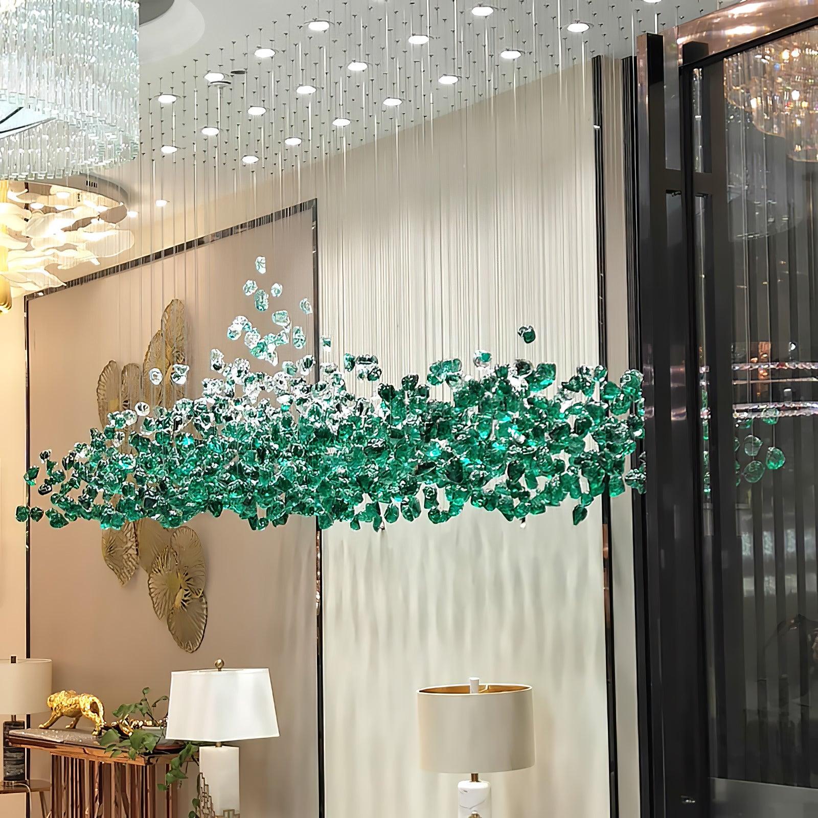 Modern Multicolor Crystal Stone LED Chandelier for Luxury Interior Lighting and Large Spaces