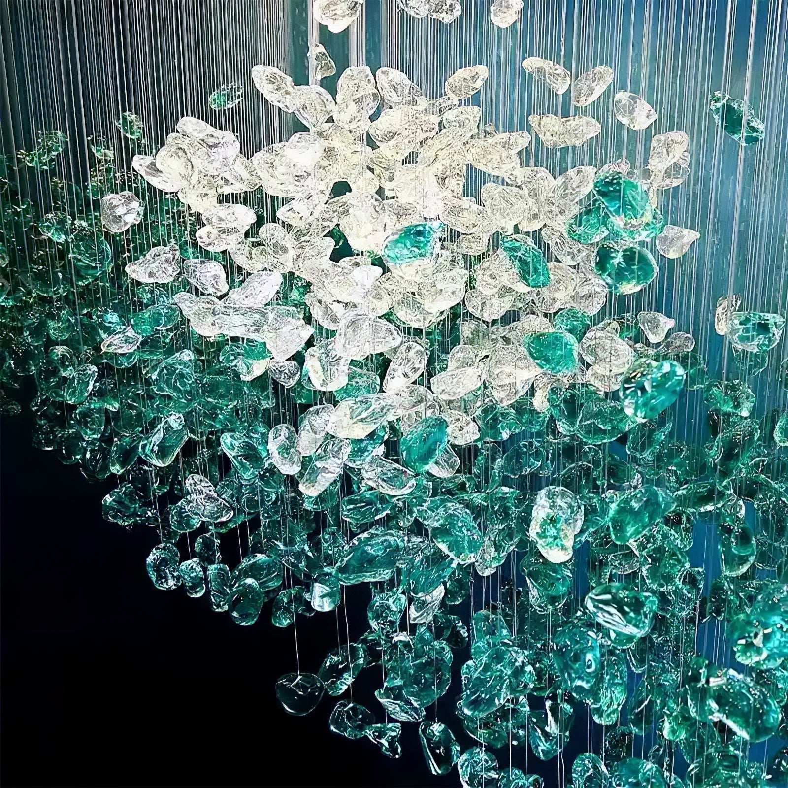 Modern Multicolor Crystal Stone LED Chandelier for Luxury Interior Lighting and Large Spaces