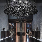 Modern Multicolor Crystal Stone LED Chandelier for Luxury Interior Lighting and Large Spaces