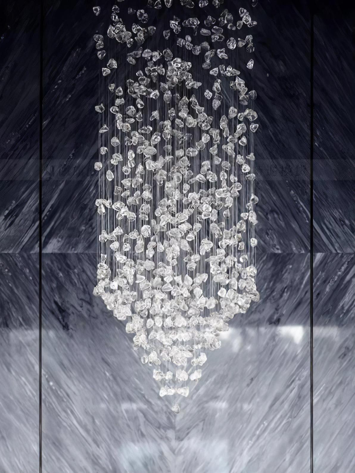 Modern Multicolor Crystal Stone LED Chandelier for Luxury Interior Lighting and Large Spaces
