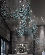 Modern Multicolor Crystal Stone LED Chandelier for Luxury Interior Lighting and Large Spaces