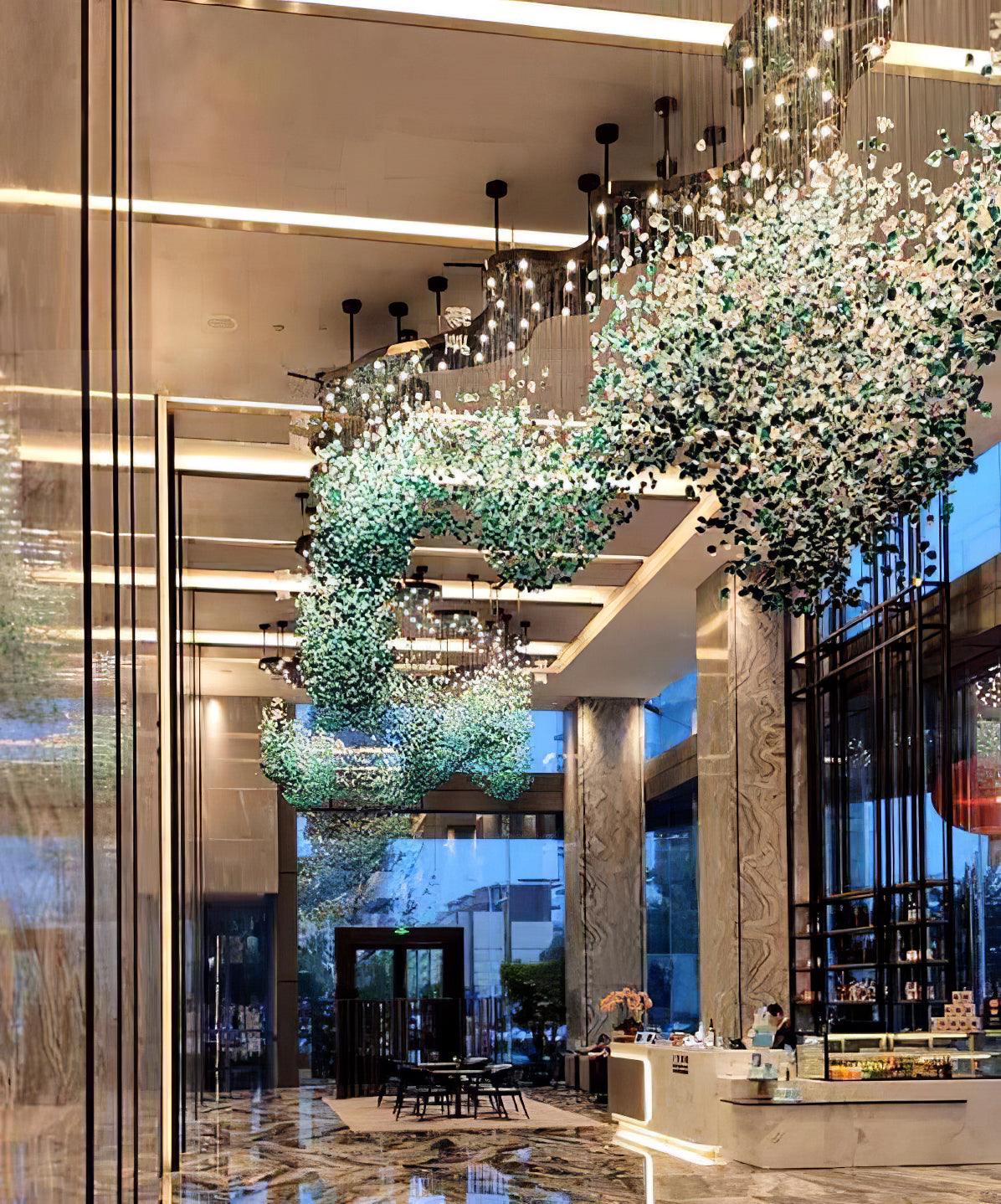 Modern Multicolor Crystal Stone LED Chandelier for Luxury Interior Lighting and Large Spaces
