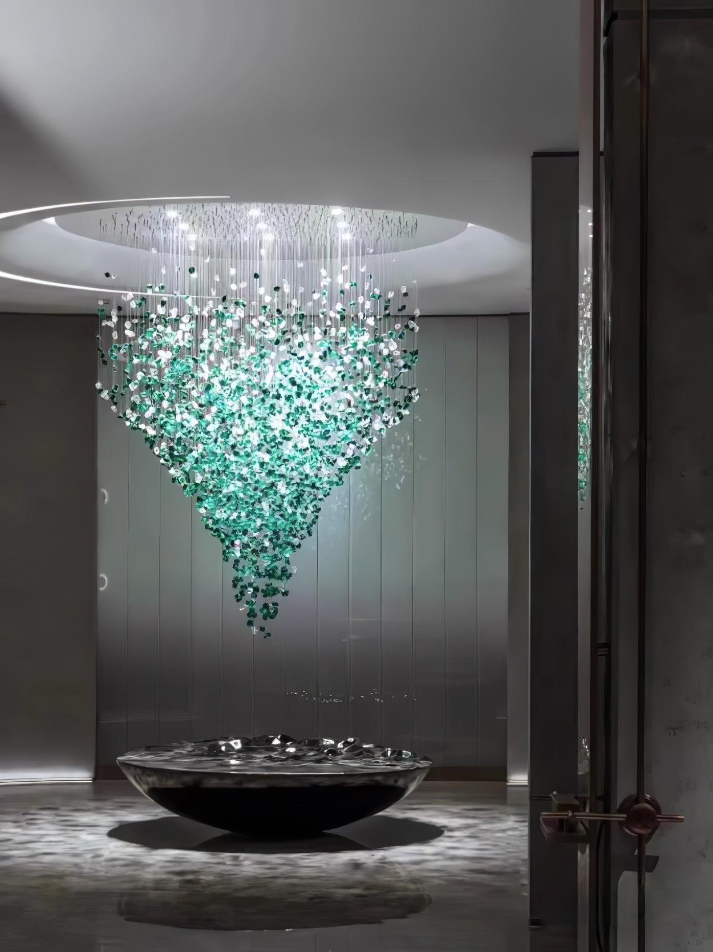 Modern Multicolor Crystal Stone LED Chandelier for Luxury Interior Lighting and Large Spaces