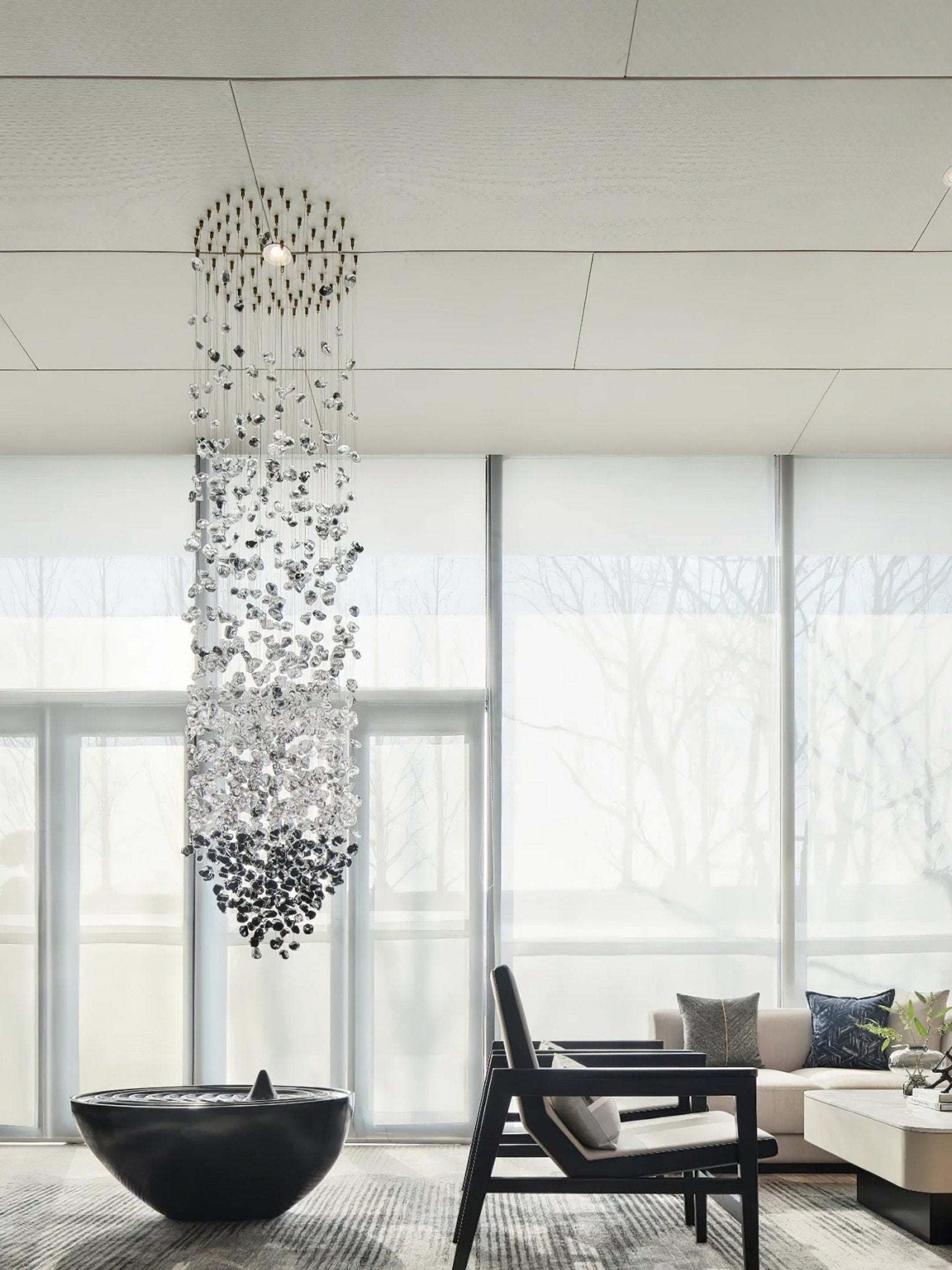 Modern Multicolor Crystal Stone LED Chandelier for Luxury Interior Lighting and Large Spaces