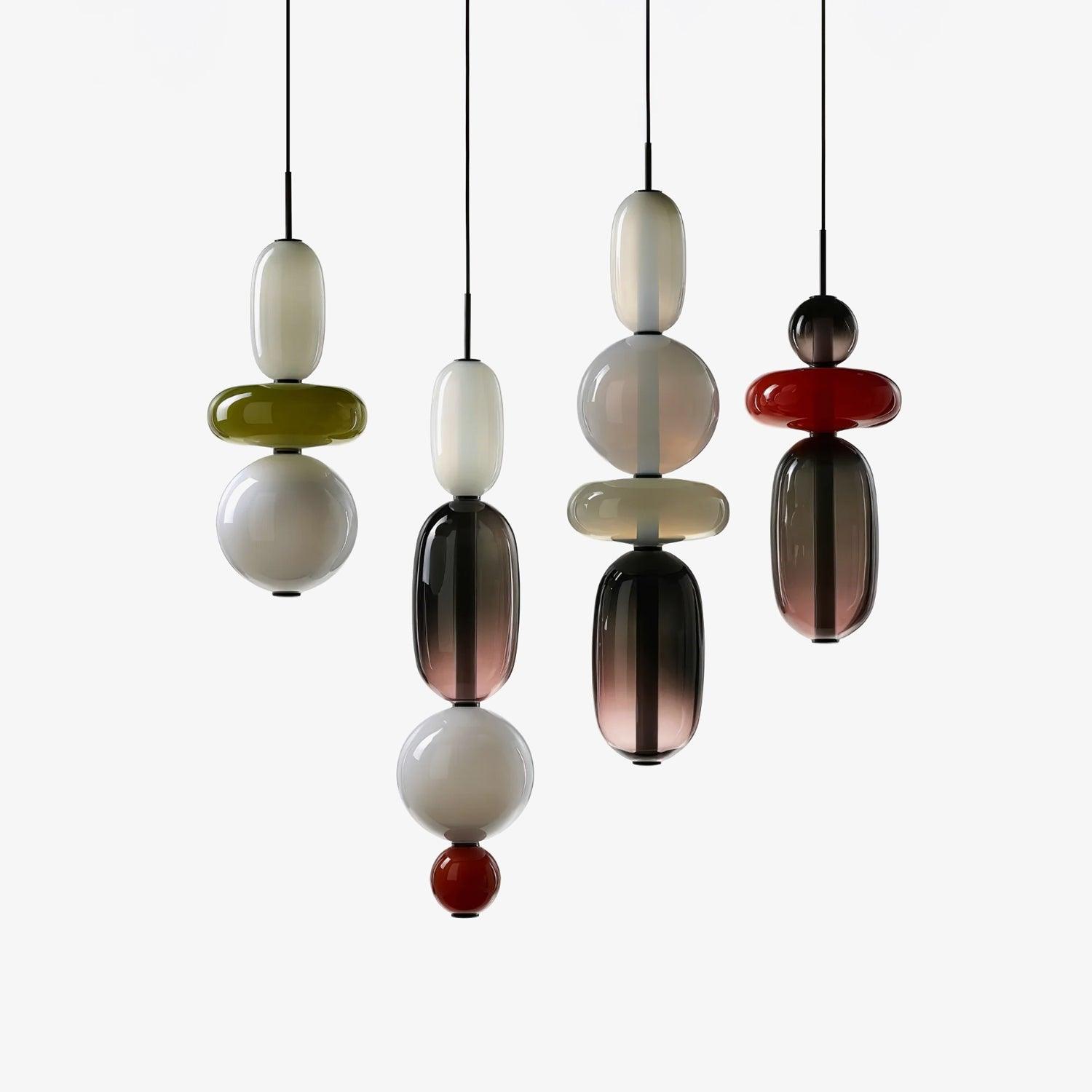 Modern Multicolored Candied Glass Pendant Light with Adjustable LED Ceiling Fixture