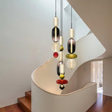 Modern Multicolored Candied Glass Pendant Light with Adjustable LED Ceiling Fixture