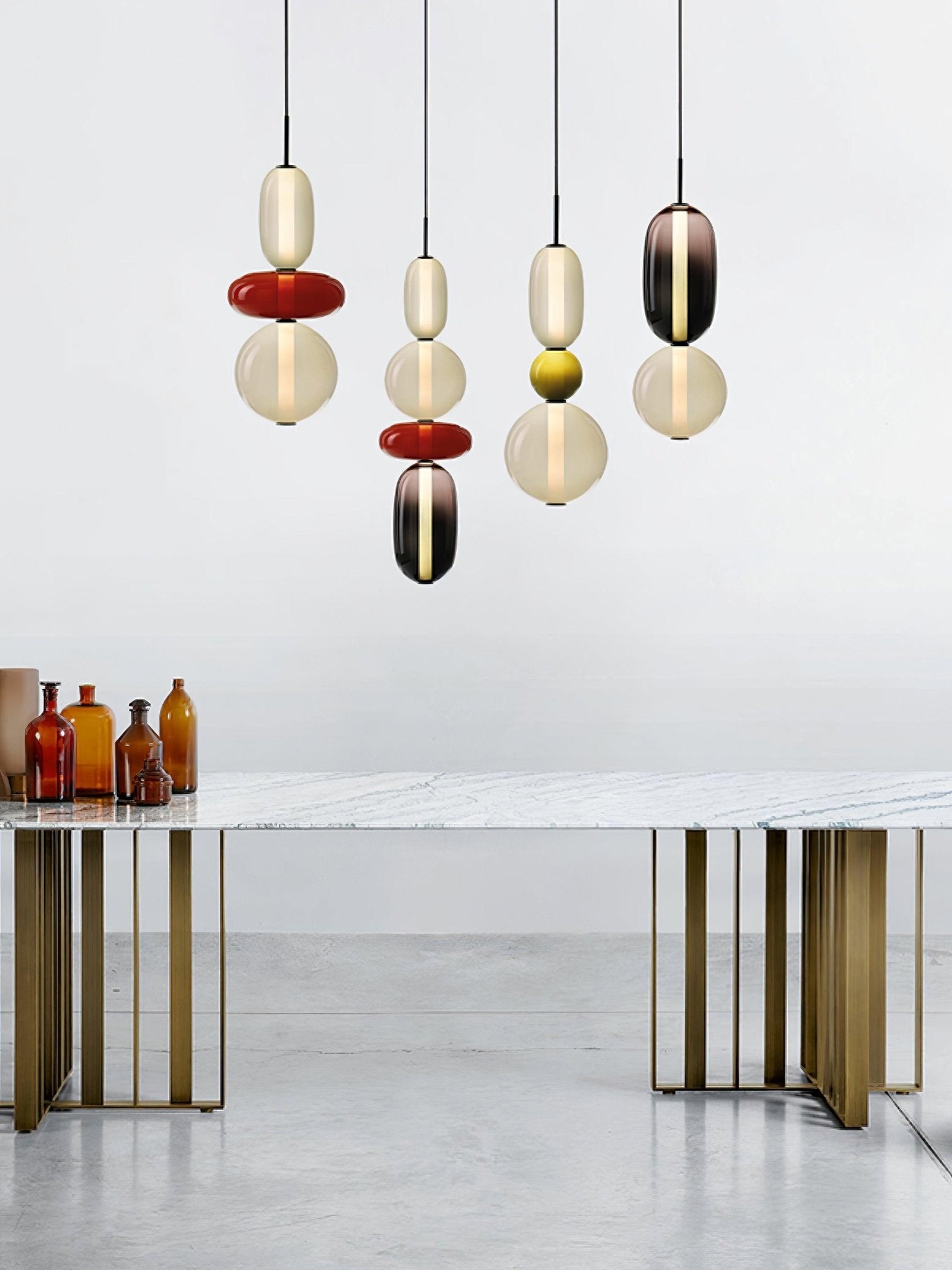 Modern Multicolored Candied Glass Pendant Light with Adjustable LED Ceiling Fixture