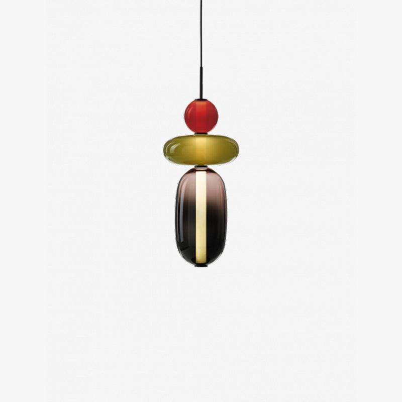Modern Multicolored Candied Glass Pendant Light with Adjustable LED Ceiling Fixture