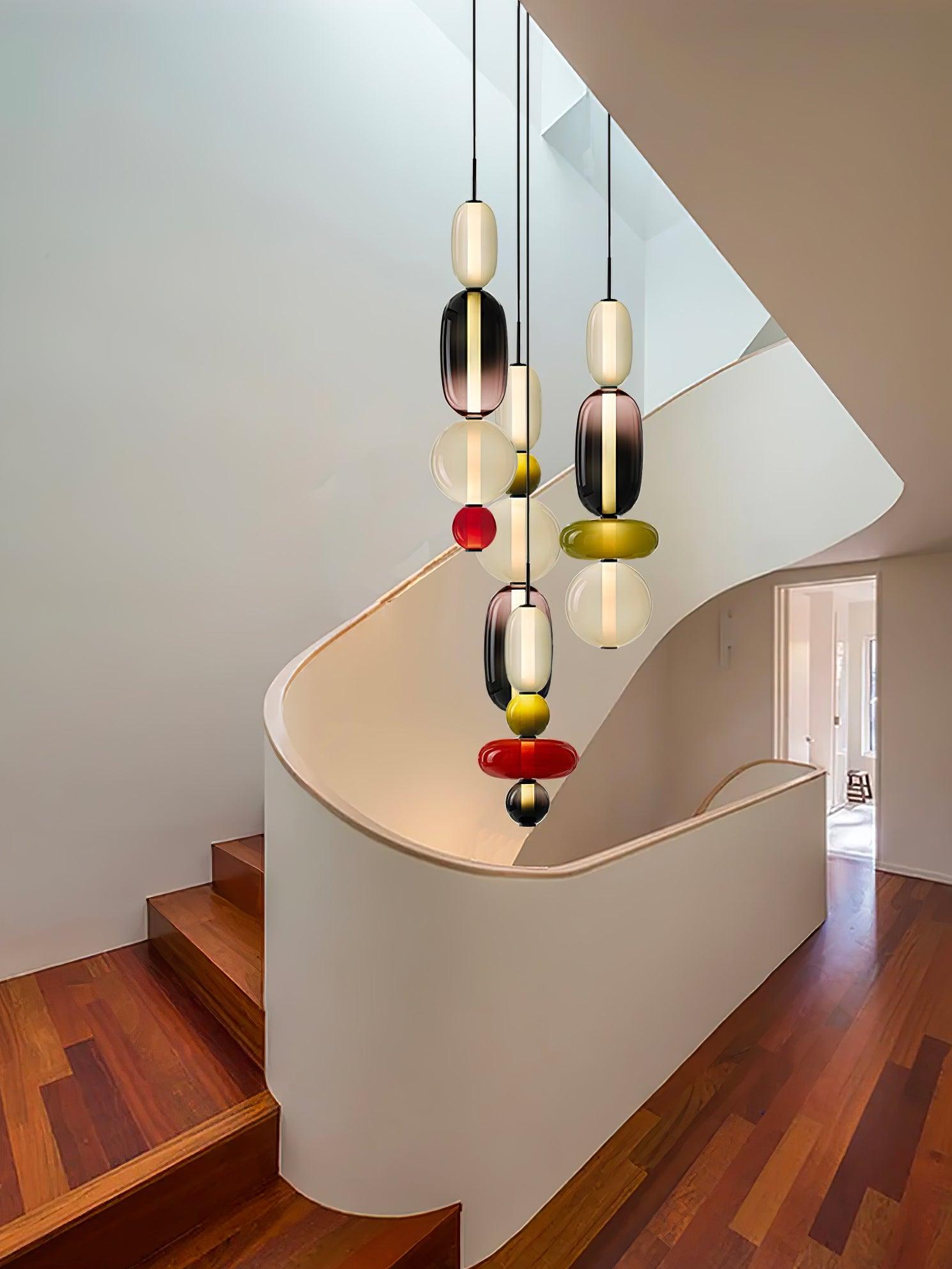 Modern Multicolored Candied Glass Pendant Light with Adjustable LED Ceiling Fixture