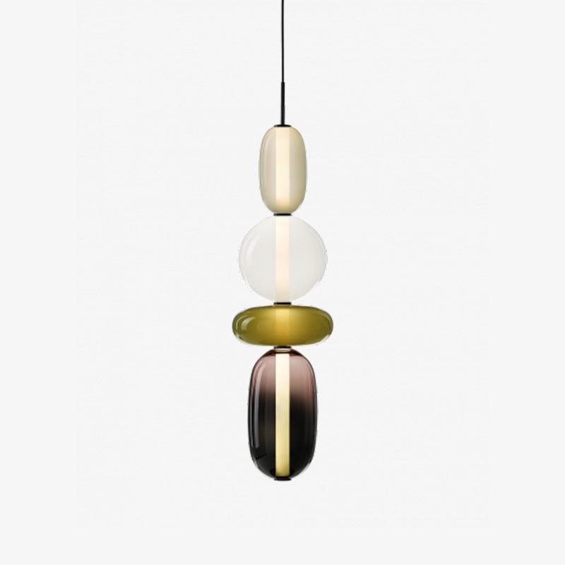Modern Multicolored Candied Glass Pendant Light with Adjustable LED Ceiling Fixture
