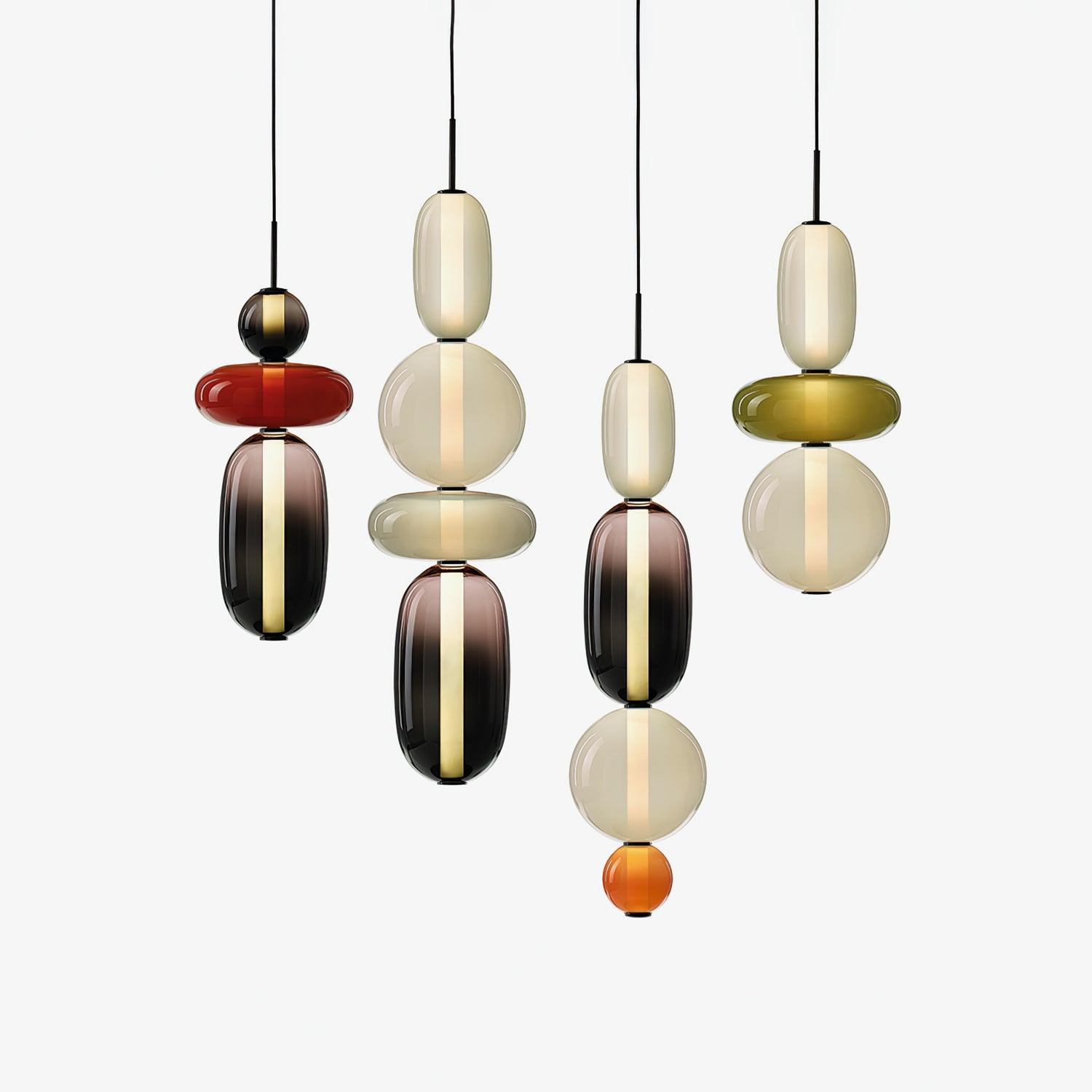 Modern Multicolored Candied Glass Pendant Light with Adjustable LED Ceiling Fixture
