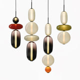Modern Multicolored Candied Glass Pendant Light with Adjustable LED Ceiling Fixture
