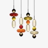 Modern Multicolored Candied Glass Pendant Light with Adjustable LED Ceiling Fixture