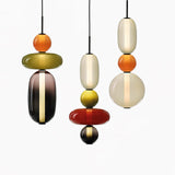 Modern Multicolored Candied Glass Pendant Light with Adjustable LED Ceiling Fixture