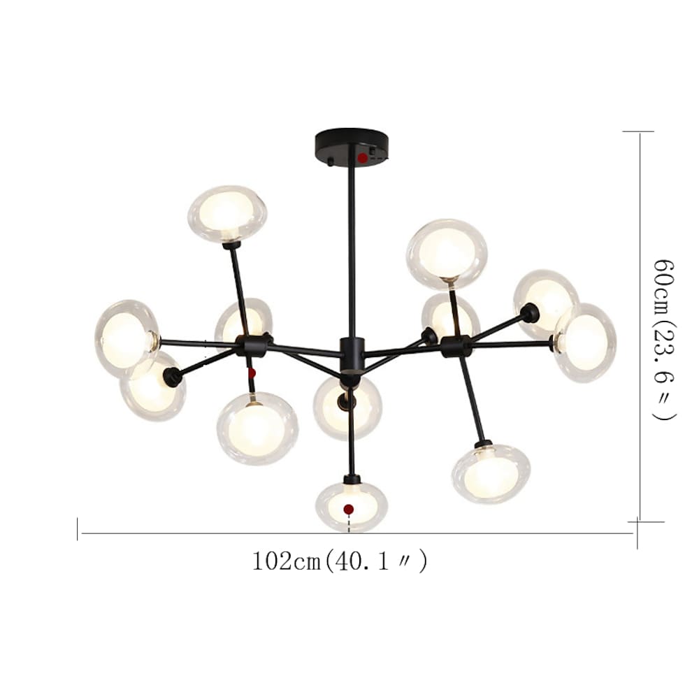 Modern Multiwave LED Sputnik Chandelier 12 Light Dining Room Hanging Ceiling Fixture