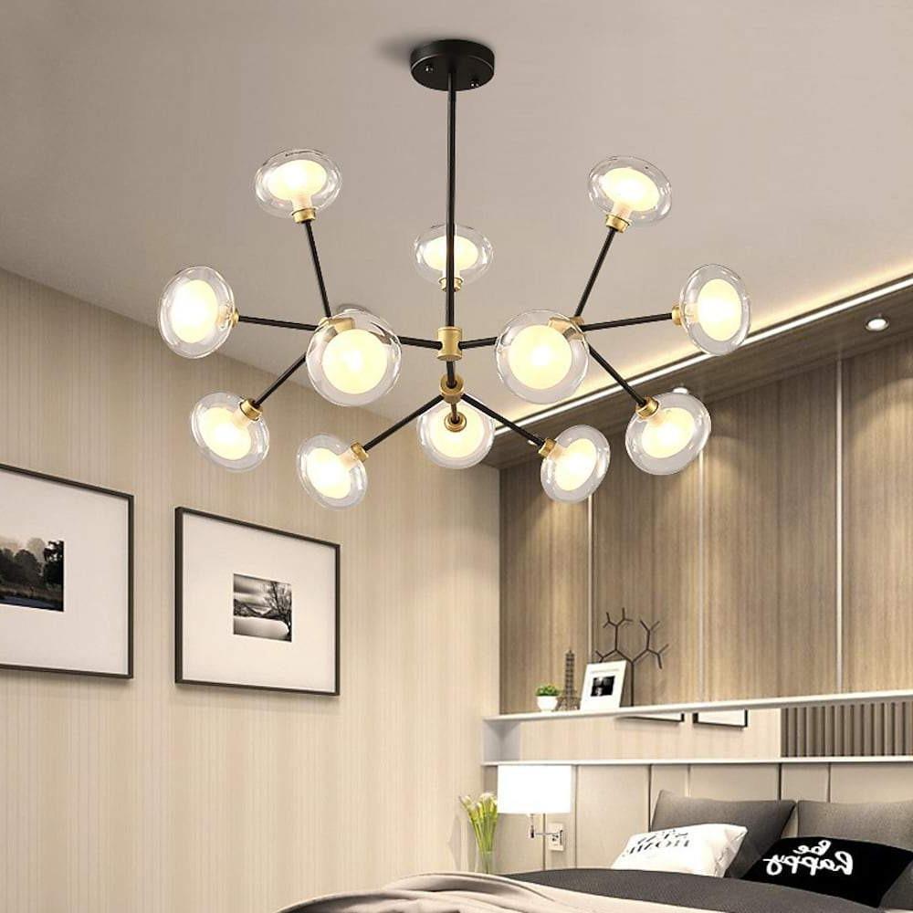 Modern Multiwave LED Sputnik Chandelier 12 Light Dining Room Hanging Ceiling Fixture