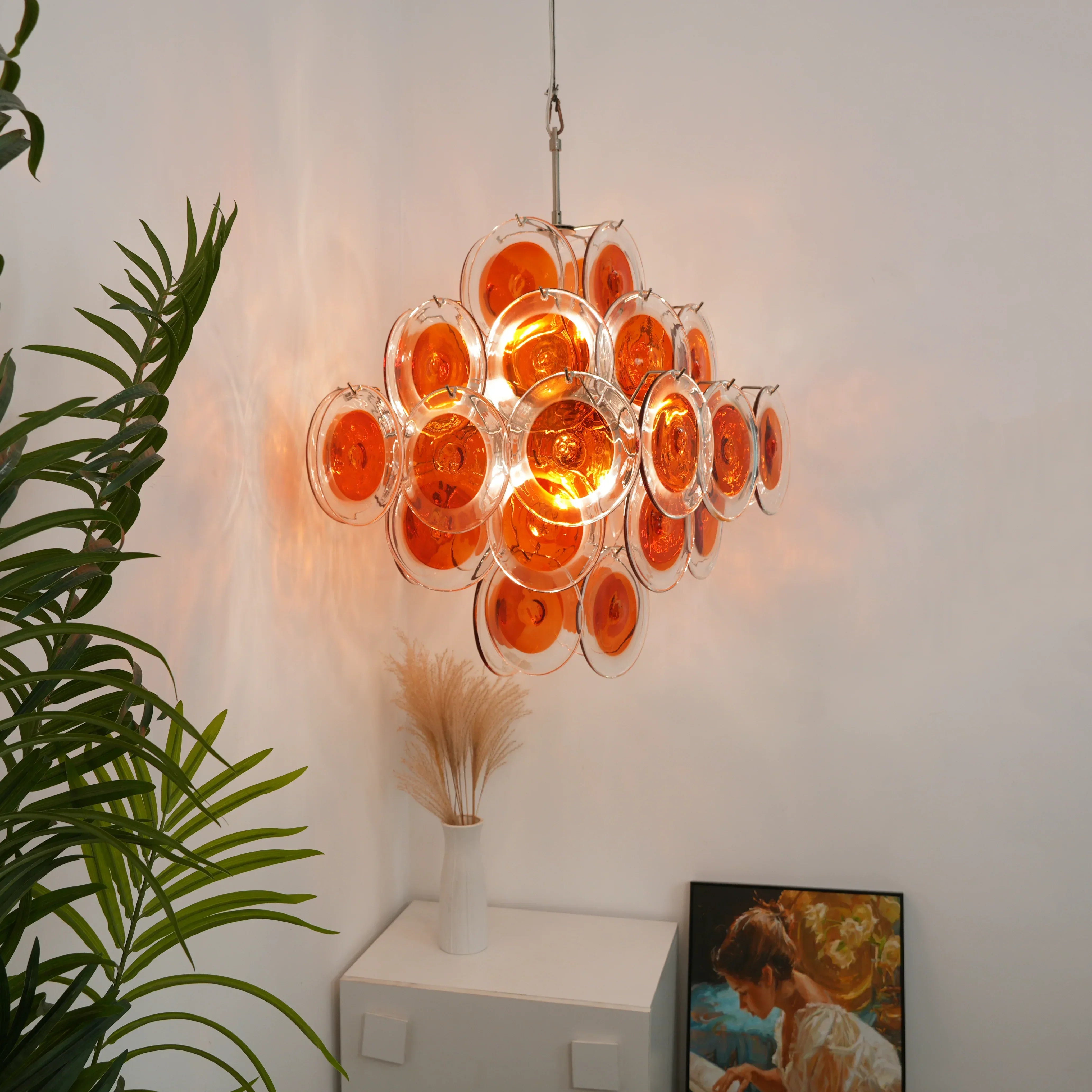 modern-murano-glass-disc-chandelier-with-orange-and-brown-hand-blown-accents
