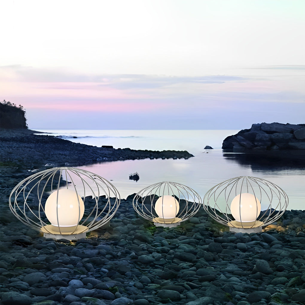 Modern Mushroom Cage LED Outdoor Lawn Lamp Waterproof Garden Landscape Pathway Light