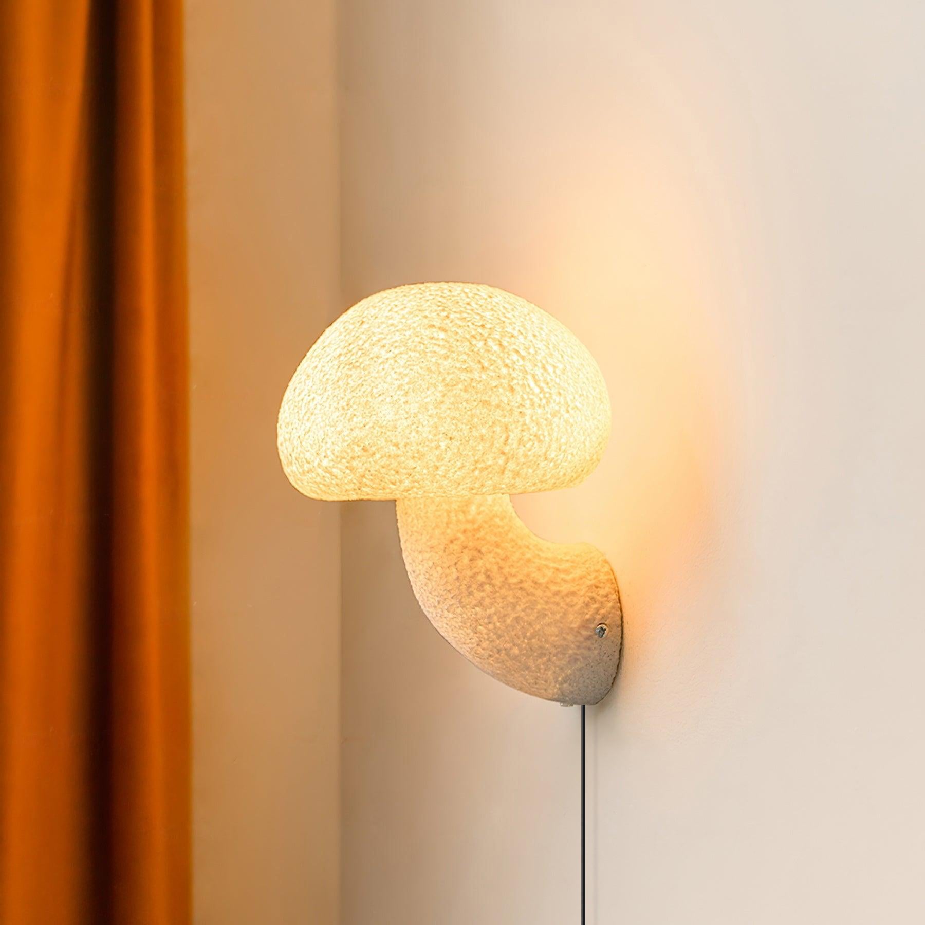 Modern Mushroom Resin Plug In Wall Lamp Sconce Lighting for Bedroom and Living Room