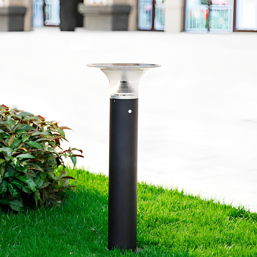 Modern Mushroom Solar LED Path Lights Waterproof Black Outdoor Garden Landscape Post Lamp