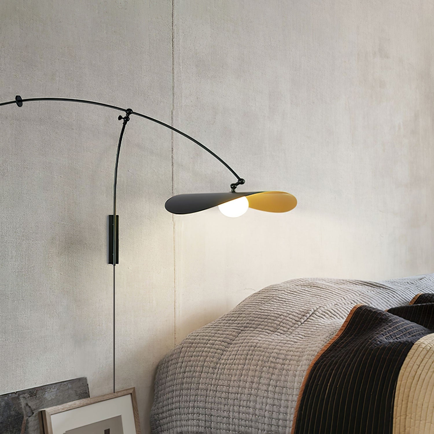 Modern Myrna Wall Light with Counterweight Arm and Handblown Glass Reflector Shade