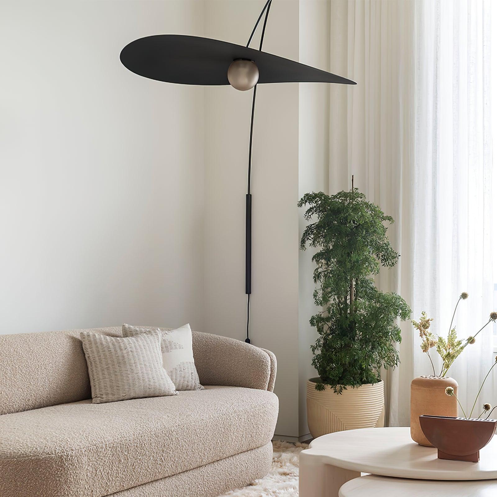 Modern Myrna Wall Light with Counterweight Arm and Handblown Glass Reflector Shade