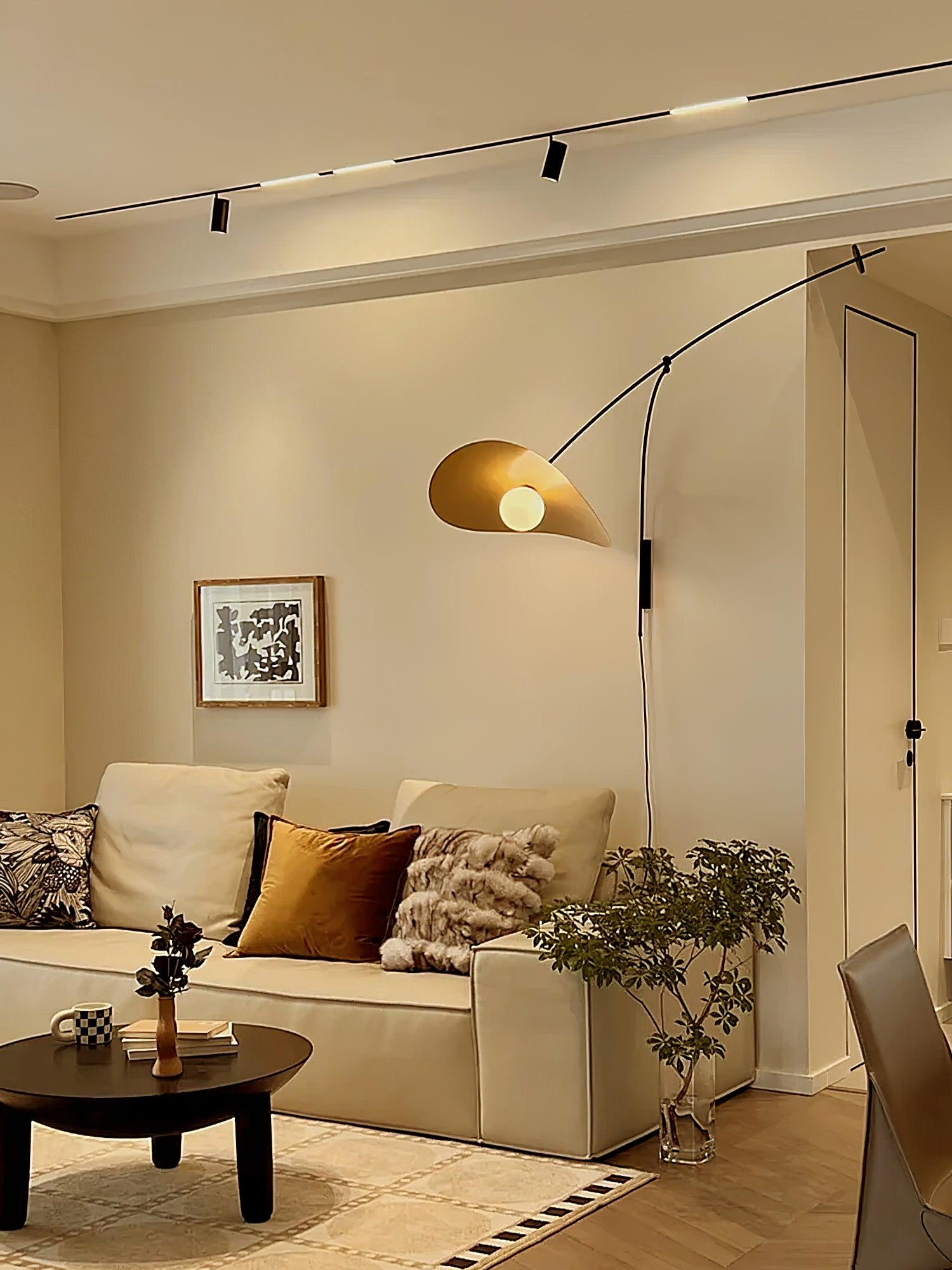 Modern Myrna Wall Light with Counterweight Arm and Handblown Glass Reflector Shade