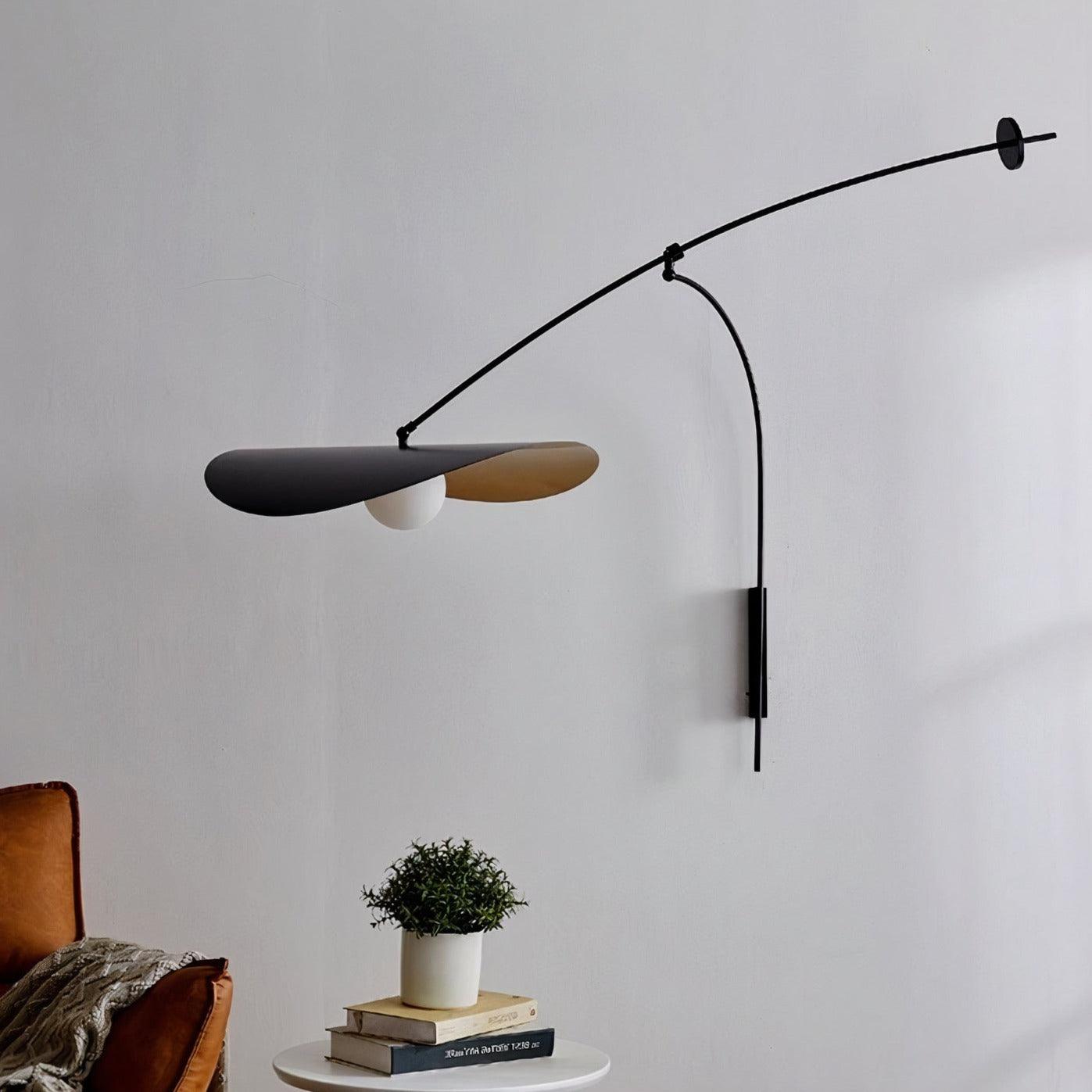 Modern Myrna Wall Light with Counterweight Arm and Handblown Glass Reflector Shade