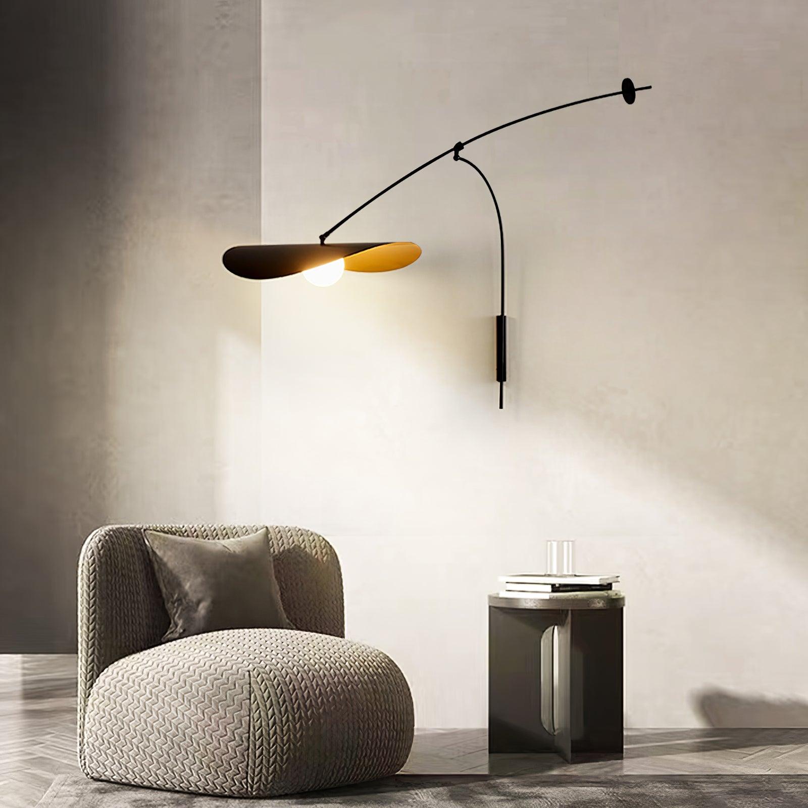 Modern Myrna Wall Light with Counterweight Arm and Handblown Glass Reflector Shade