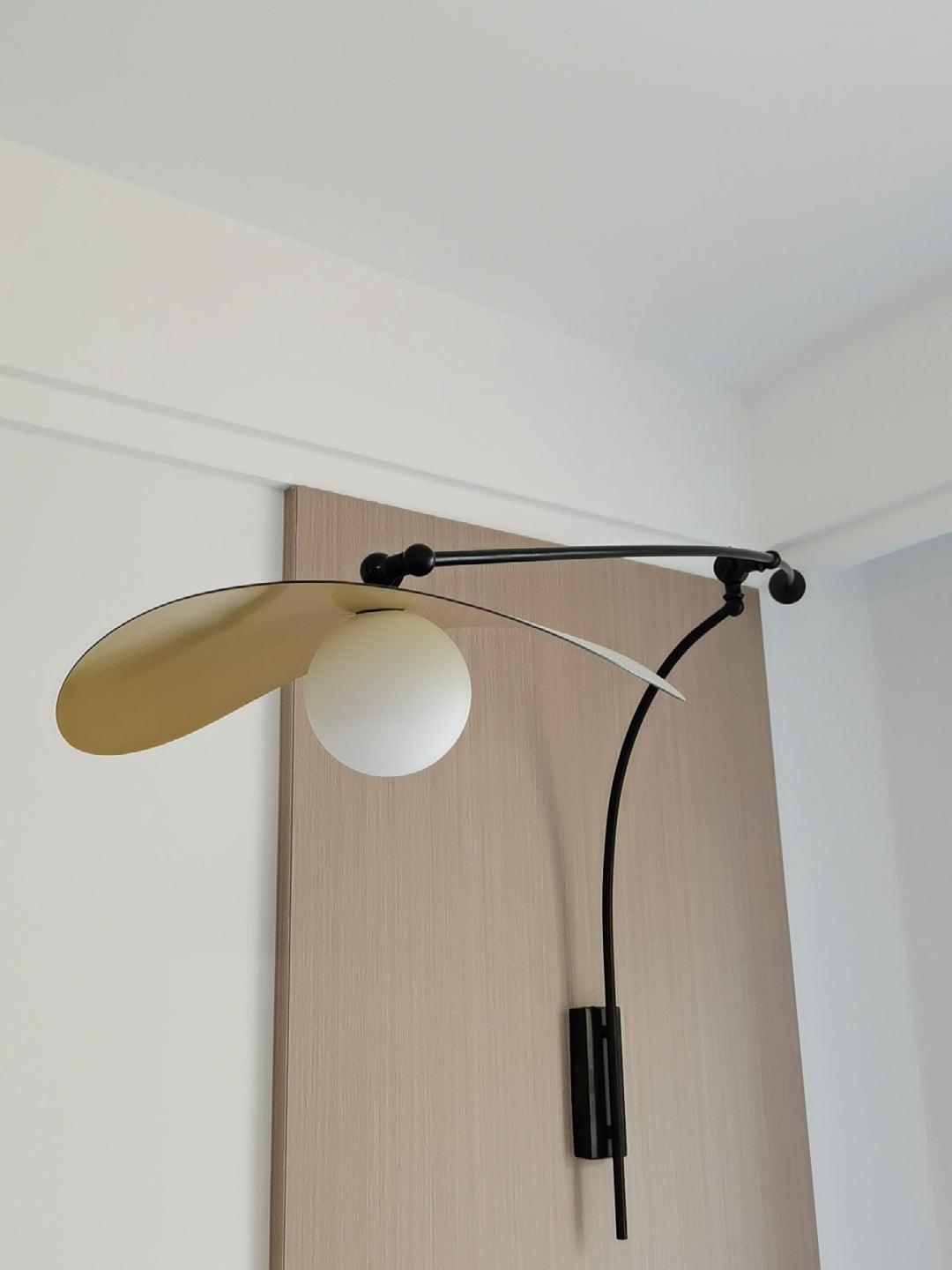 Modern Myrna Wall Light with Counterweight Arm and Handblown Glass Reflector Shade