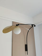 Modern Myrna Wall Light with Counterweight Arm and Handblown Glass Reflector Shade