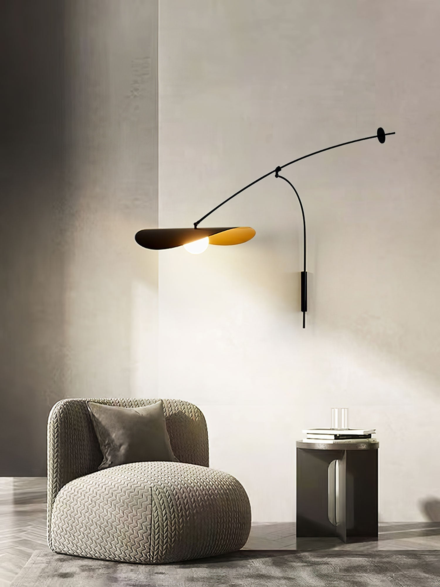 Modern Myrna Wall Light with Counterweight Arm and Handblown Glass Reflector Shade