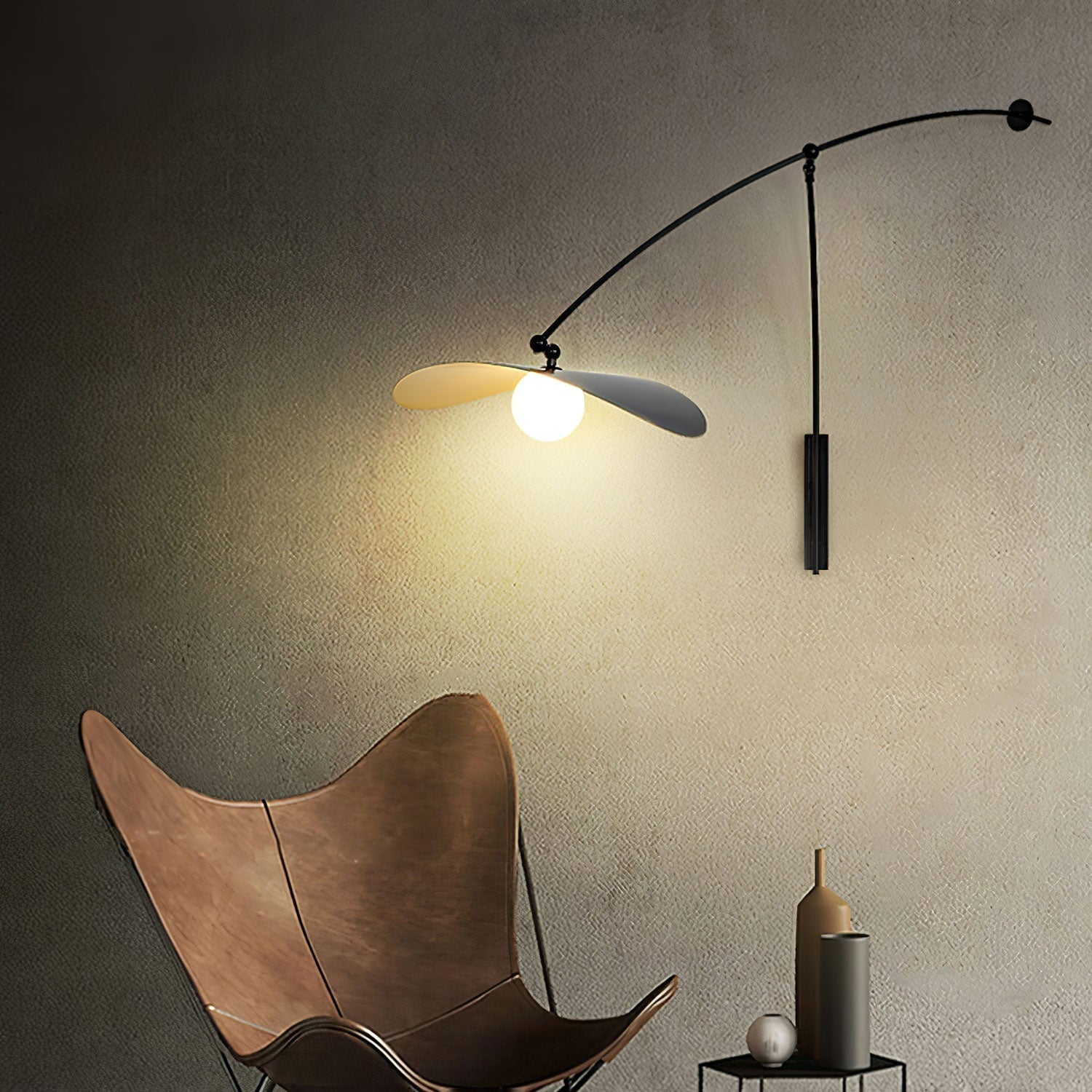 Modern Myrna Wall Light with Counterweight Arm and Handblown Glass Reflector Shade