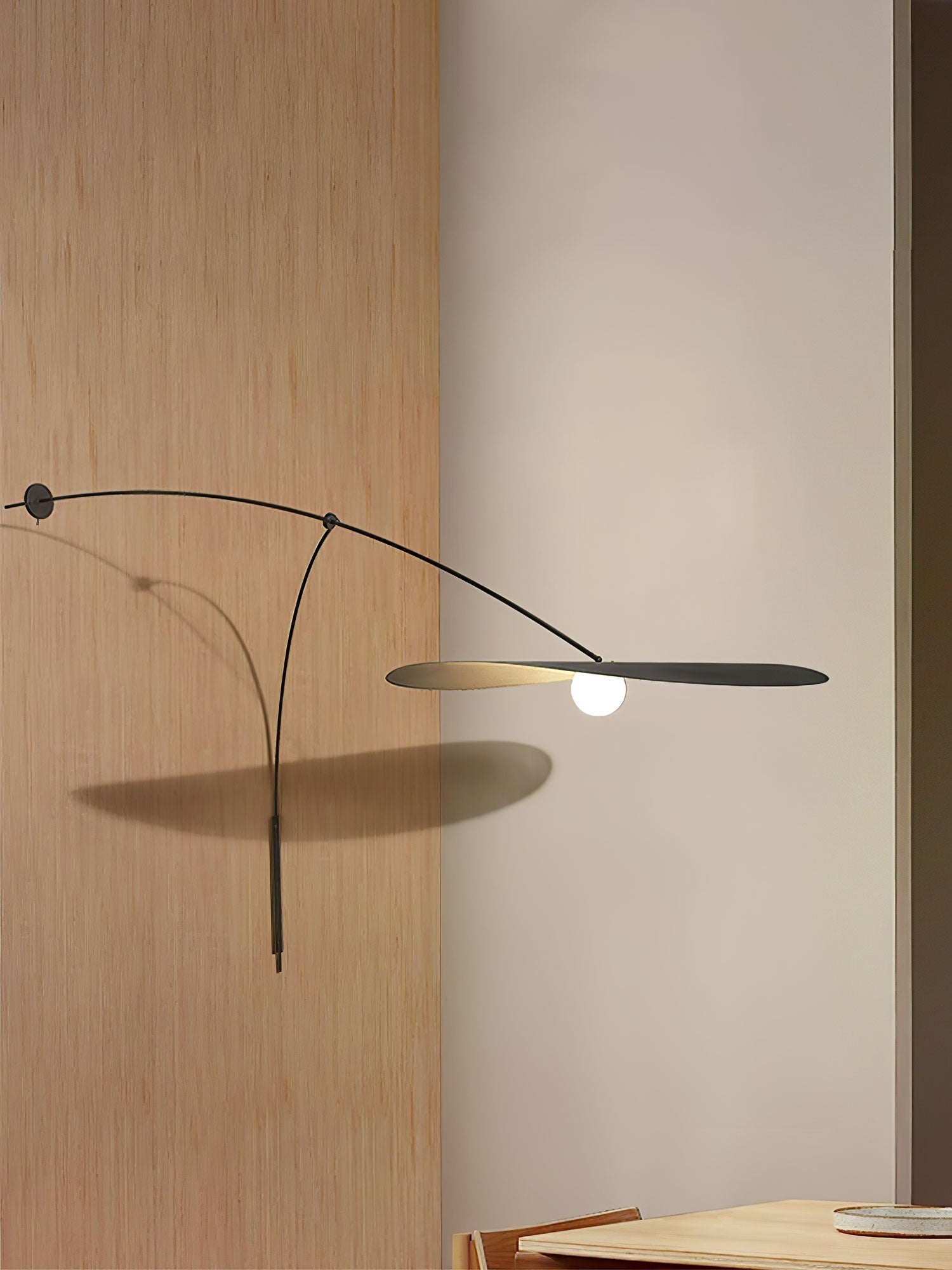 Modern Myrna Wall Light with Counterweight Arm and Handblown Glass Reflector Shade