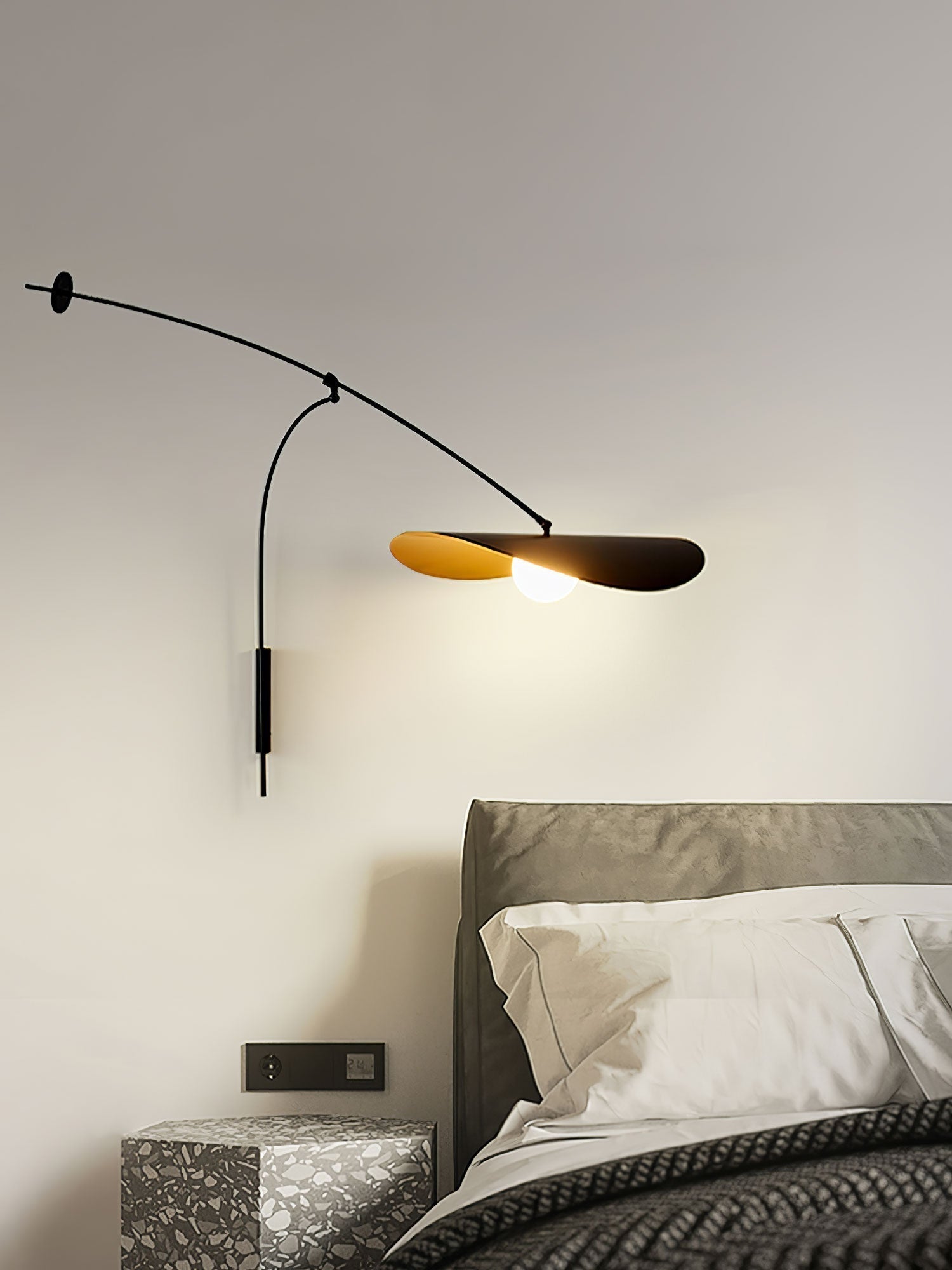 Modern Myrna Wall Light with Counterweight Arm and Handblown Glass Reflector Shade