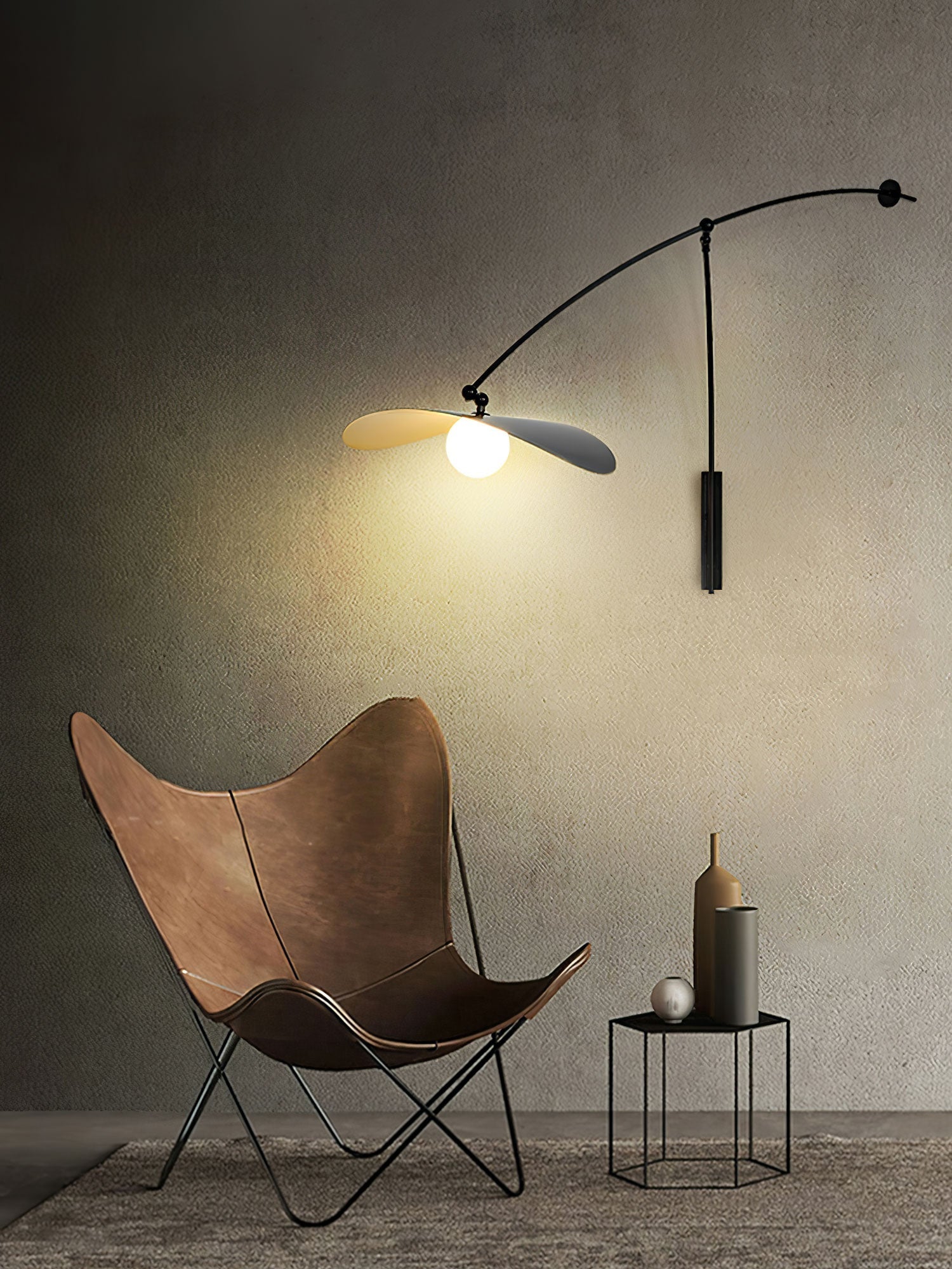 Modern Myrna Wall Light with Counterweight Arm and Handblown Glass Reflector Shade