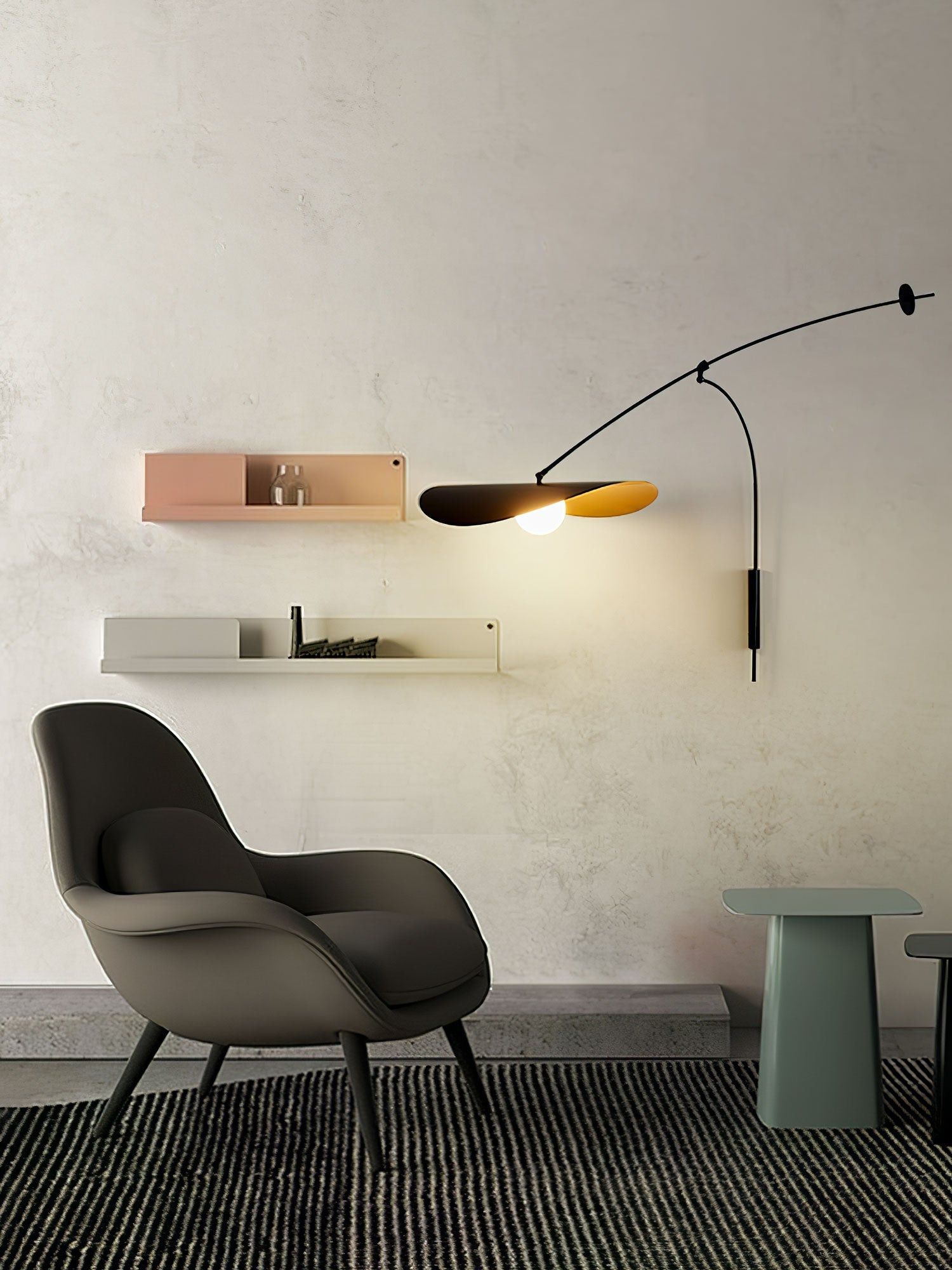Modern Myrna Wall Light with Counterweight Arm and Handblown Glass Reflector Shade