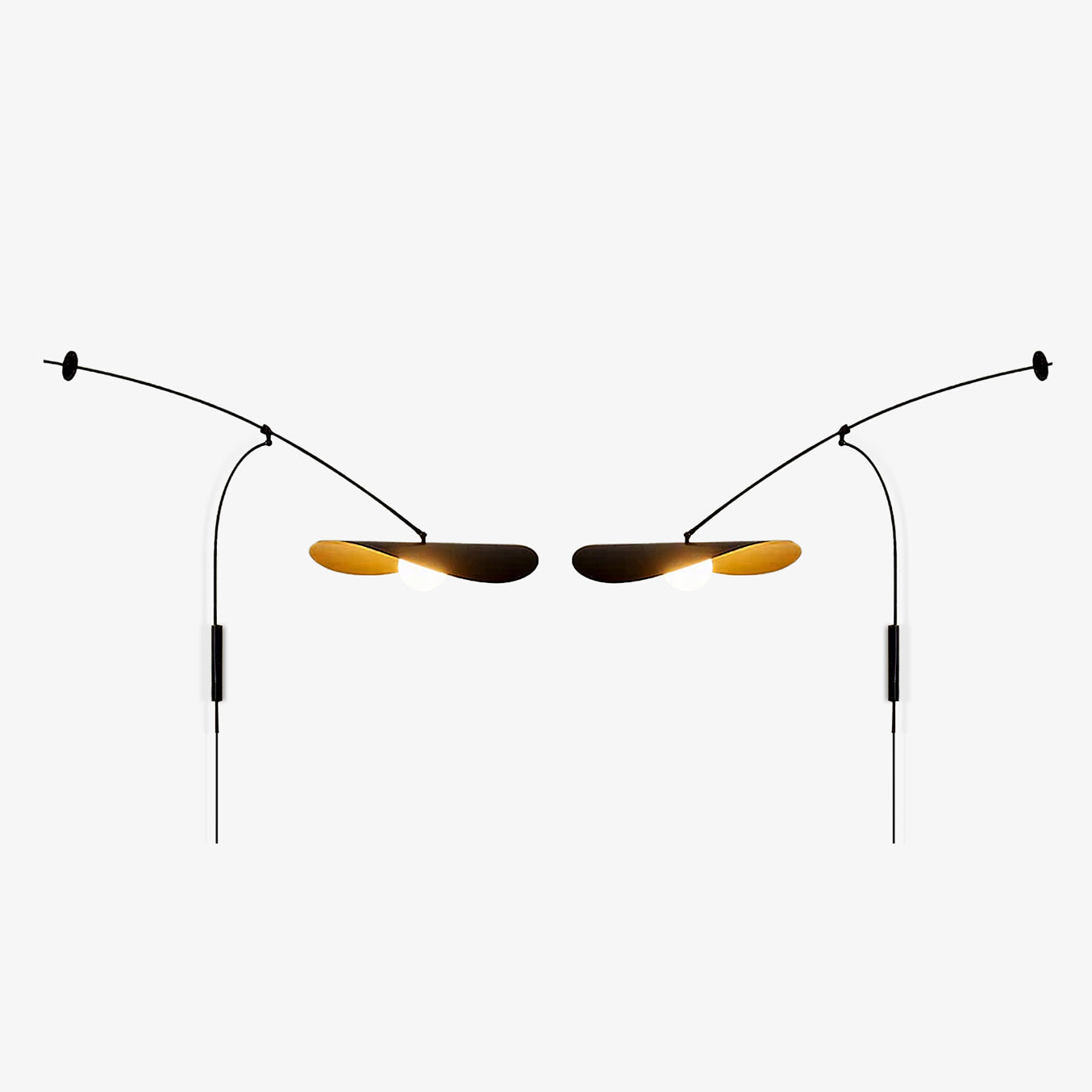 Modern Myrna Wall Light with Counterweight Arm and Handblown Glass Reflector Shade