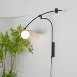 Modern Myrna Wall Light with Counterweight Arm and Handblown Glass Reflector Shade
